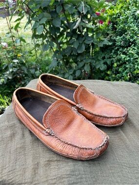 Duluth Trading Co Men’s Brown Pebble Leather Driving Loafer Shoes Size 10W
